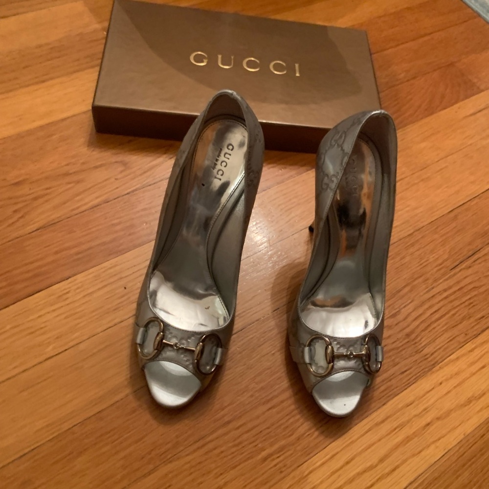 Gucci Silver Heeled Women's Shoes